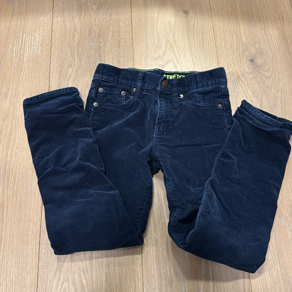 Good condition Crewcuts navy cord pants with camo lining - size 7